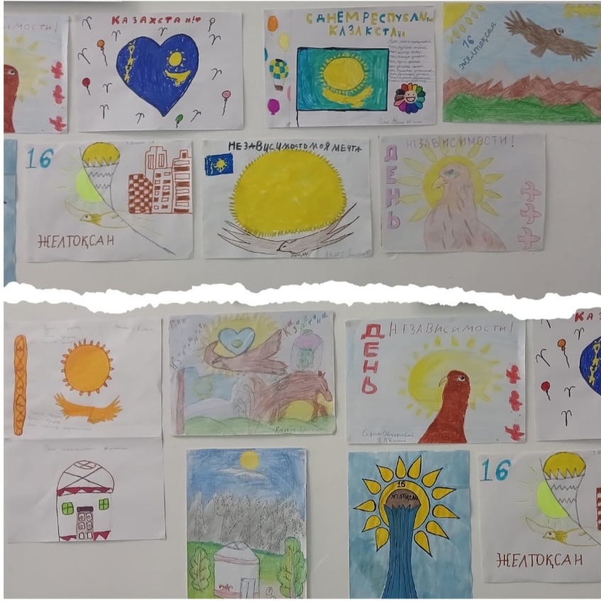 Выставка рисунков, посвящённая Дню Независимости Республики Казахстан, — это творческое выражение любви и уважения детей к своей Родине.