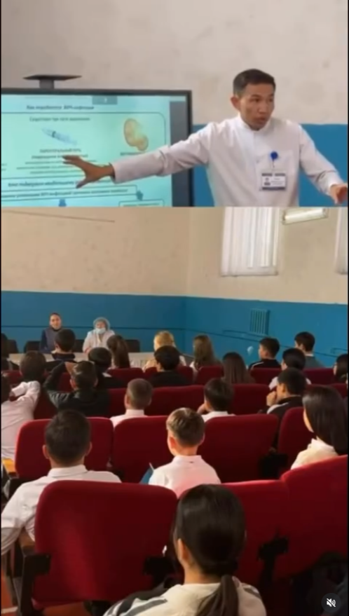 2025 жылдың 5 желтоқсанда Нұрмолда Алдабергенов атындағы орта мектепте Дүниежүзілік ЖИТС-ке қарсы күрес күніне орай «Өмірге салауатты қадам» тақырыбында 2-11 сынып оқушыларына арналған денсаулық сақтау басқармасының қызметкерімен кездесу өткізілді.